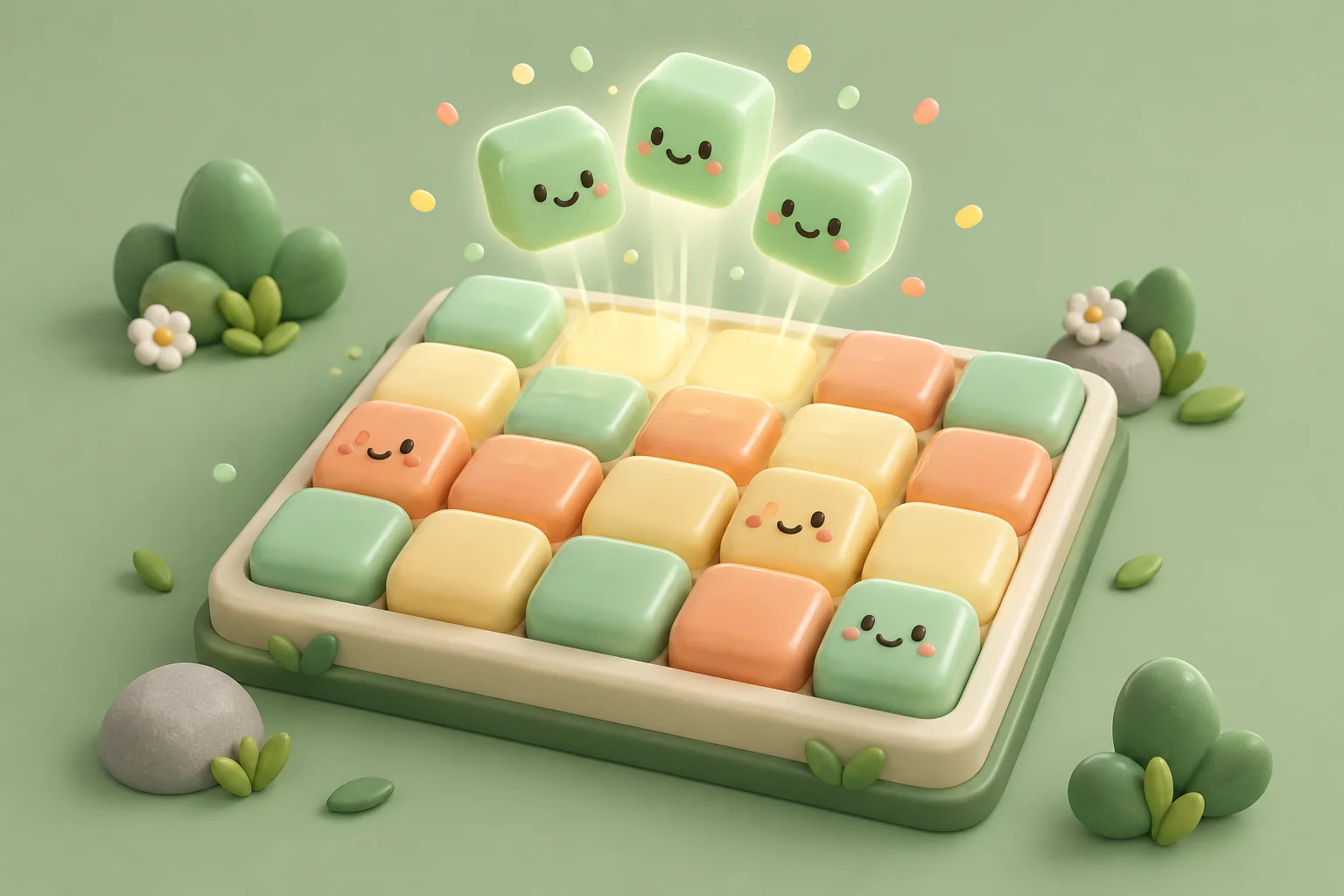 益智消除小游戏原创概念插画